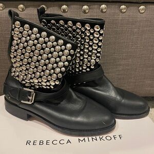 Rebecca Minkoff Leather Black Boots with Silver Studs